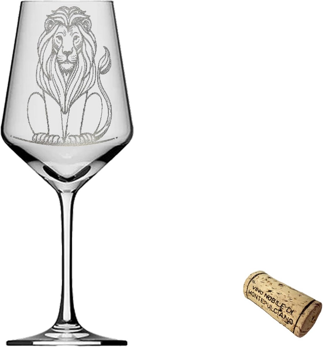 Wijnglas Leeuw 350ml met Gravure - Vaatwasmachinebestendig Kwaliteitsglas