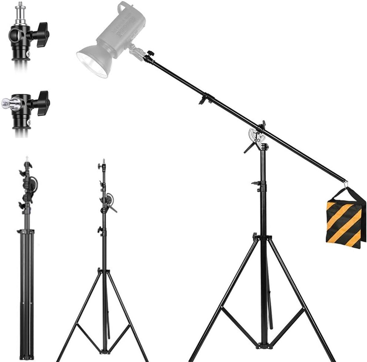 Verstelbaar Fotostatief met 400 cm Uitschuiving en Boomarm voor Studio en Buitenopnames