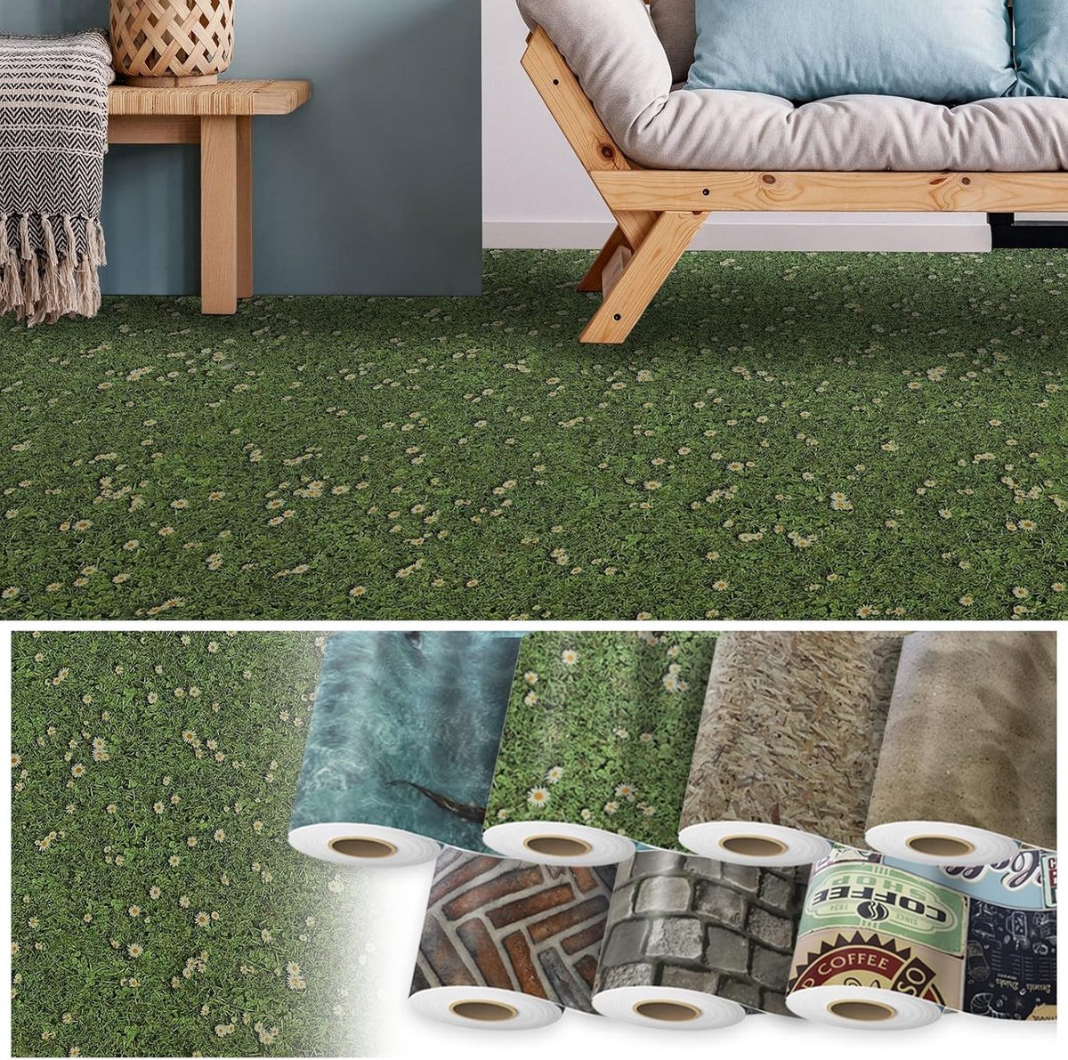 PVC vloerbedekking op maat met 3D effect - Diverse Designs en Breedtes