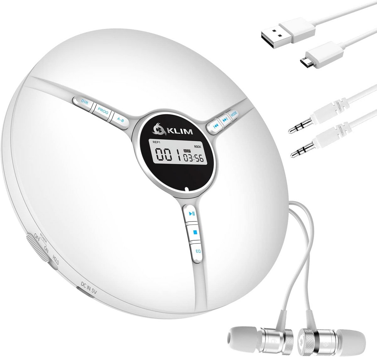 Draagbare CD Speler met Ingebouwde Batterij - Inclusief Hoofdtelefoon - CD/MP3/CD-R/CD-RW