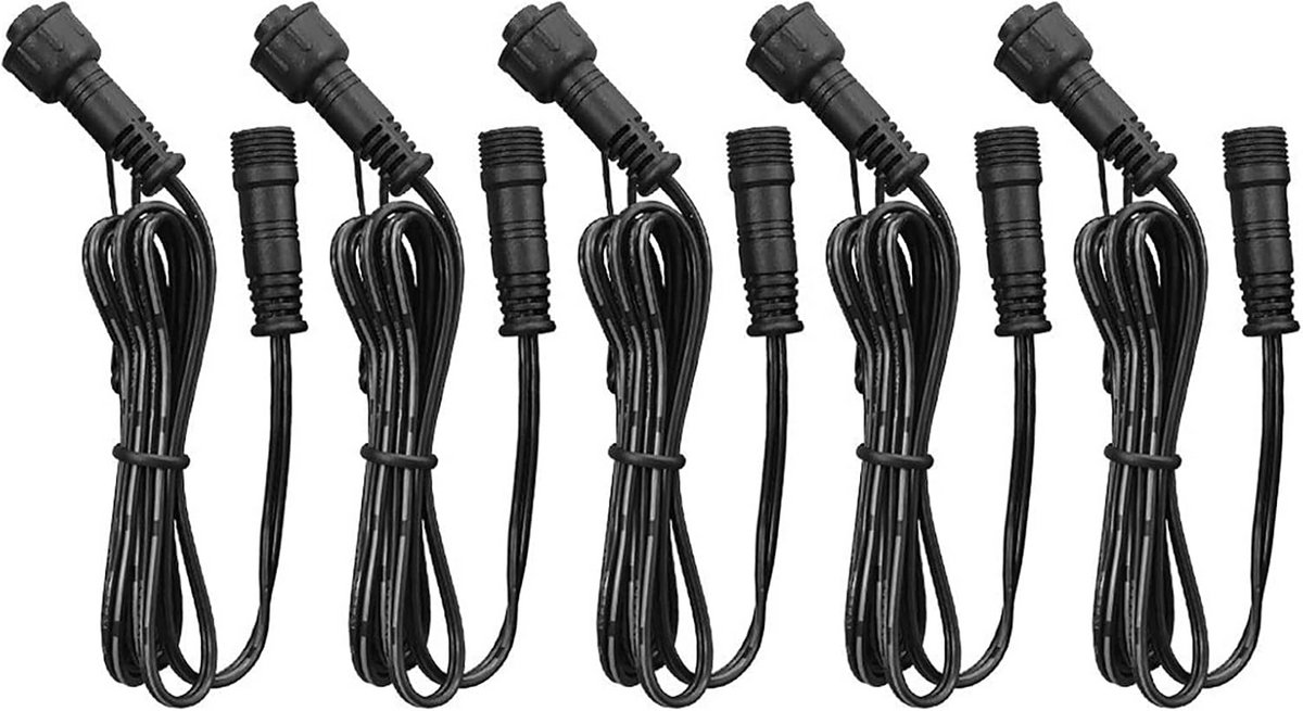 5-Pack 1M LED Verlengkabel Set - IP67 Waterdicht 2-Pins Connector voor Buiten Tuinverlichting