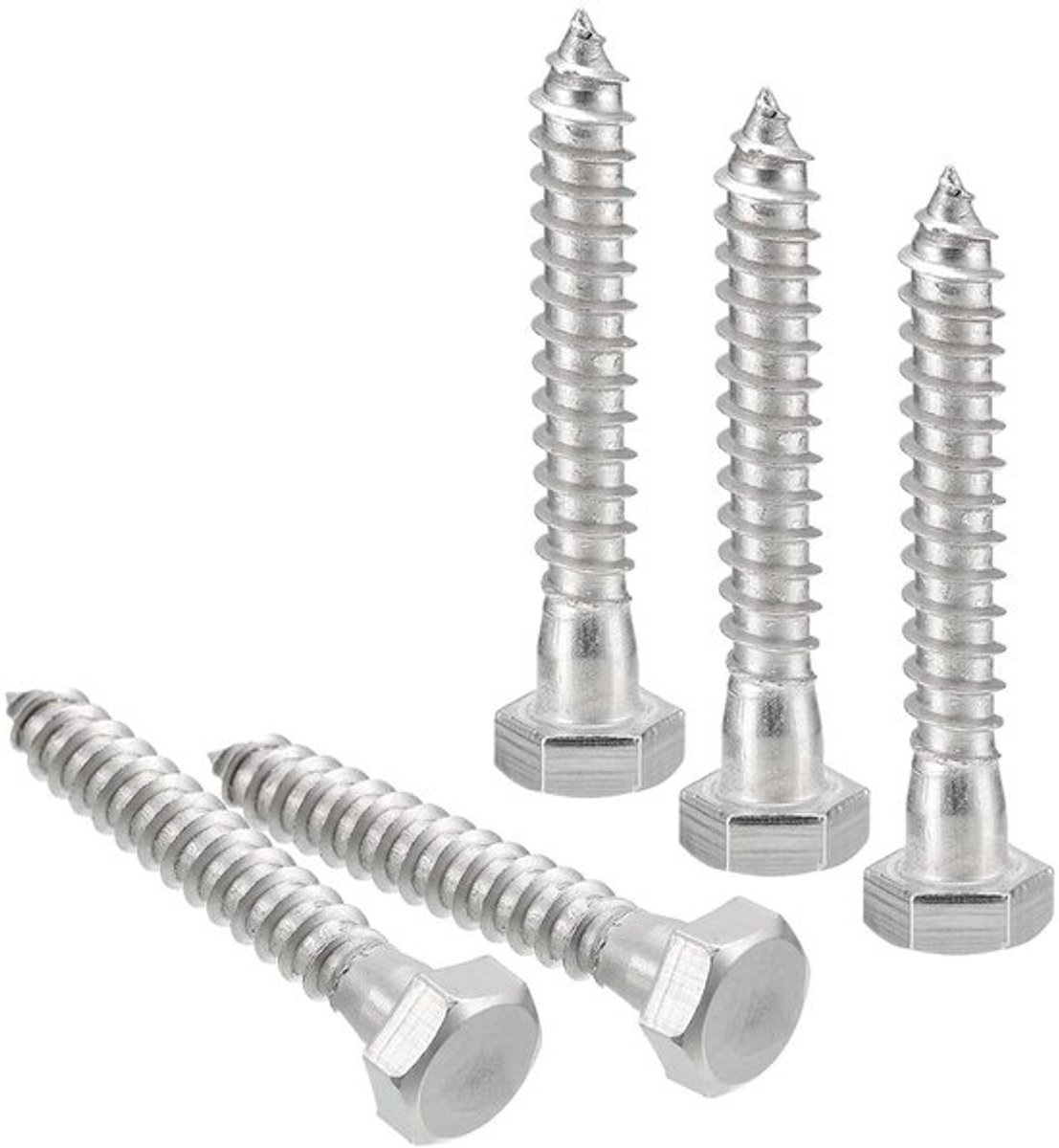 Zeskantschroeven 25 stuks roestvrij staal 304 - 5/16" x 2" - Gedeeltelijke schroefdraad houtschroeven.