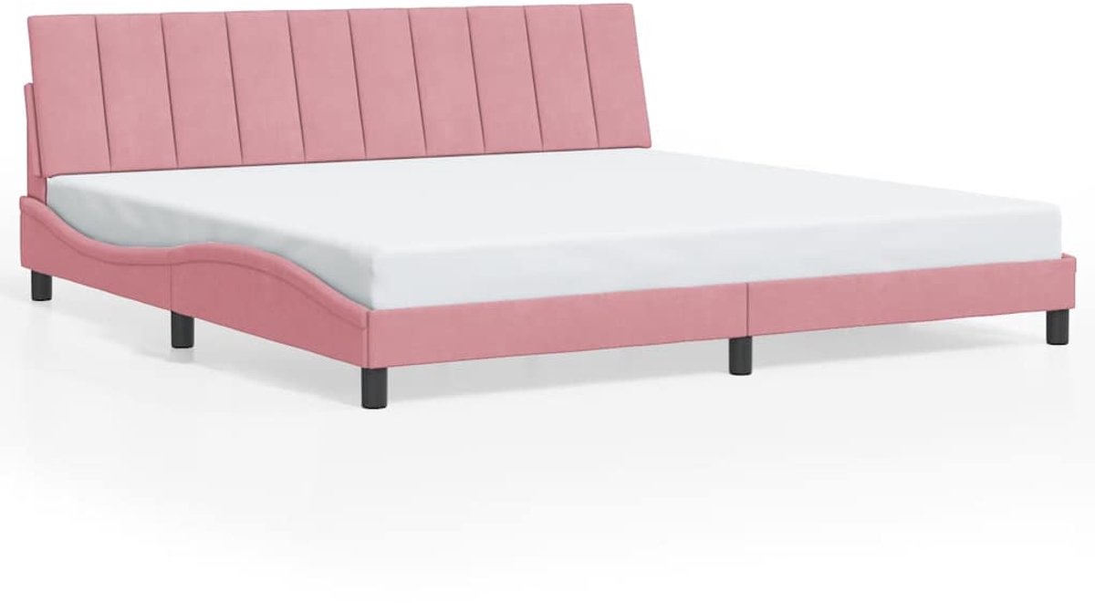 Tweepersoonsbed | Dubbelbed | Volwassenenbed | Bedframe zonder matras "Hanko" fluweel roze 200x200 cm