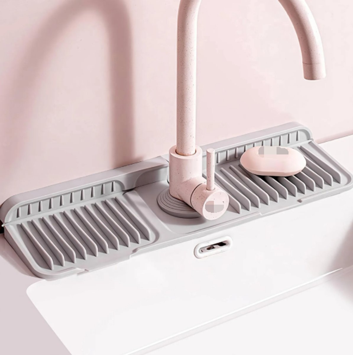 Siliconen spatbeschermer voor keuken- en badkamergootsteen, mat voor keukenkraan, lekvrij