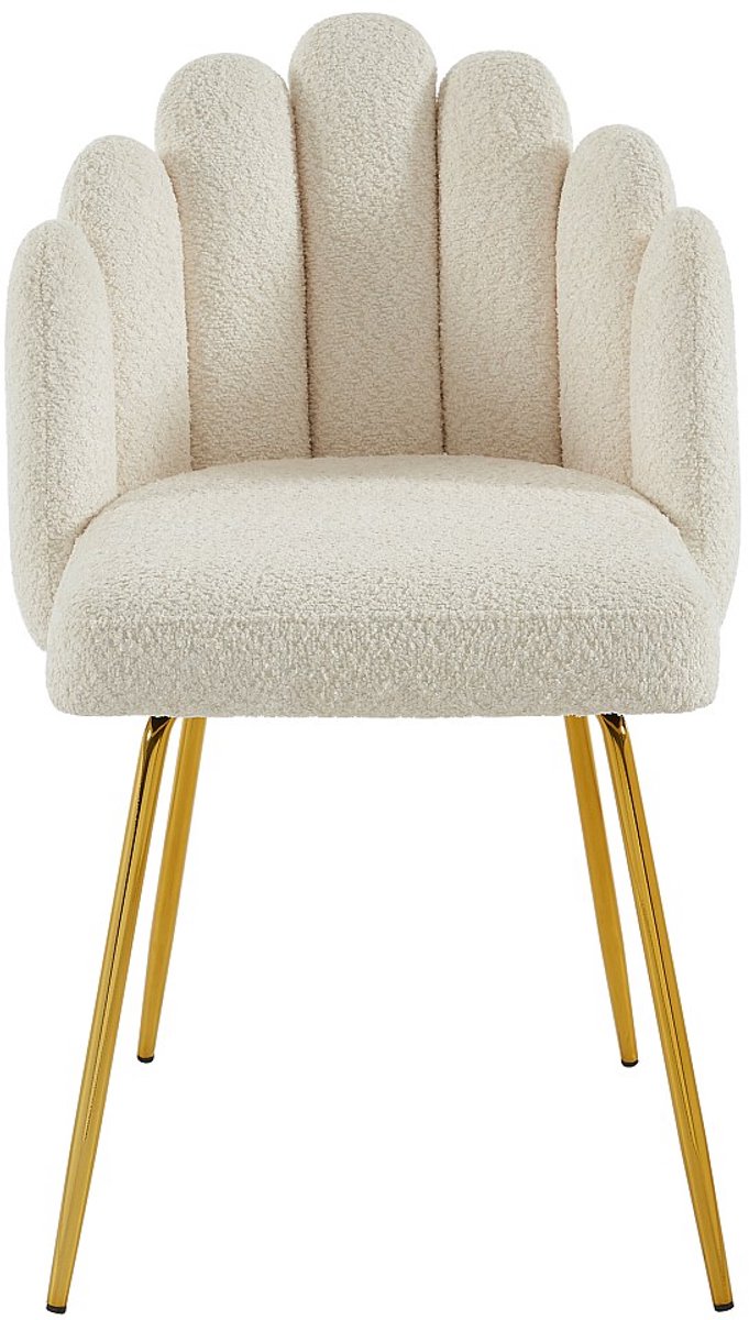 Vente-unique Set van 2 stoelen van boucléstof en goudkleurig metaal - Crèmewit - ALTINAM