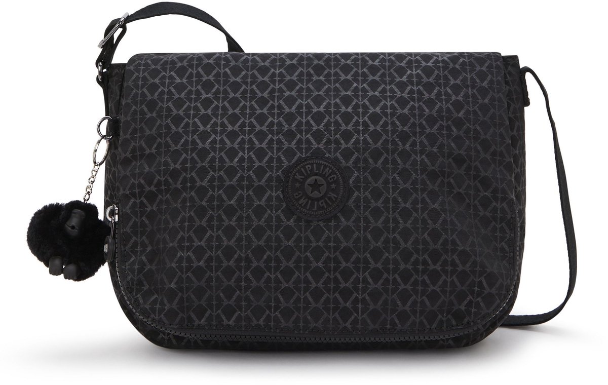 kipling schoudertas Basic Plus Eyes Wide Open Earthbeat Signature Emb zwart