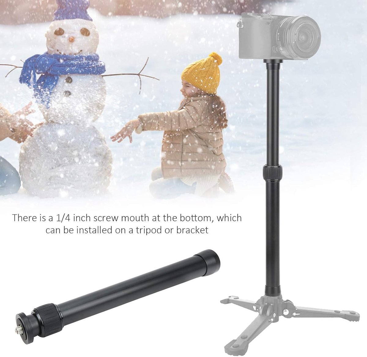 Extension Tube - 2 Section Aluminium Tripod Center Extender - 1/4" 3/8" Screw voor DSLR & SLR Camera's
