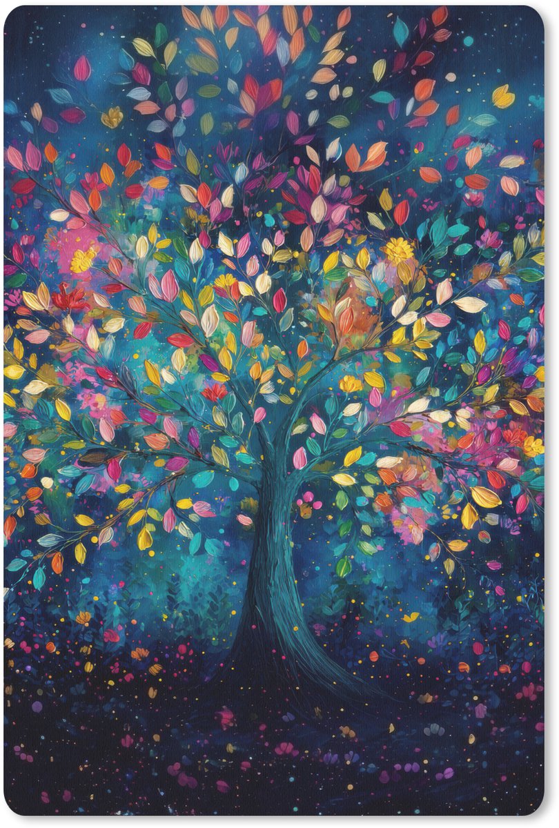 Muismat 18x27 cm - Mousepad Kleurrijk - Boom - Magisch - Abstract - Muismatten