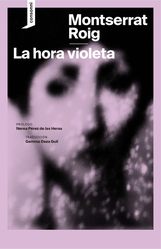Boek 'La hora violeta' van Montserrat Roig met een paarsachtige, wazige foto van een gezicht.