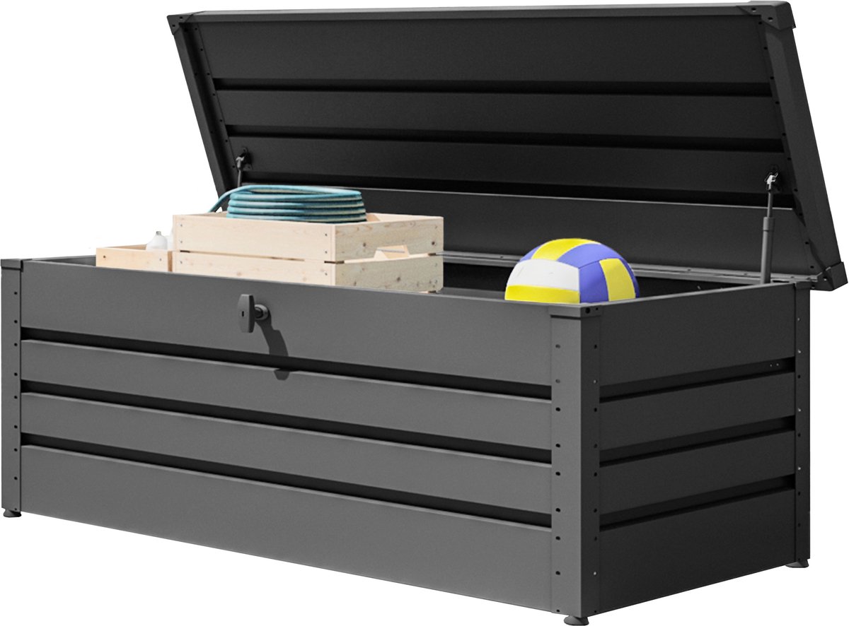 GFP Primeyard tuinbox 179x79x61 cm tuinkist kussenbox opberg kist metaal antraciet