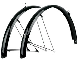 SKS Spatbordenset - Robuuste sandwichconstructie - Veiligheidssysteem - Zwart - 55 mm