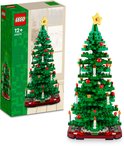 Sapin de Noël LEGO 40573 sur son emballage avec l'arbre à côté.