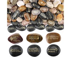 Unieke Herdenkingsstenen - Grafdecoratie – 30 Natuurlijke Rivierstenen voor Graf, Urn en Gedenkmonument – As urn - Inspirerende Teksten – 6 Designs