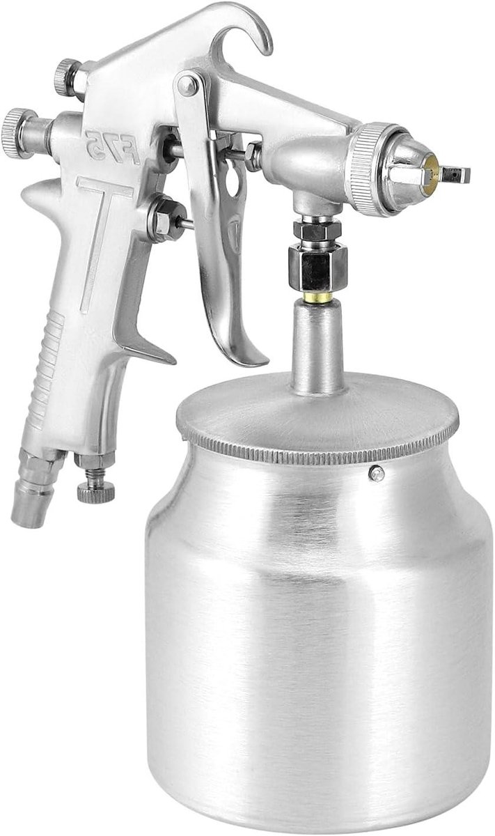 Allecta - Verfspuitpistool met doorstroombeker, 600ml volume, 1.5 mm spuitmond - verfwerk, spuiten, schilderen