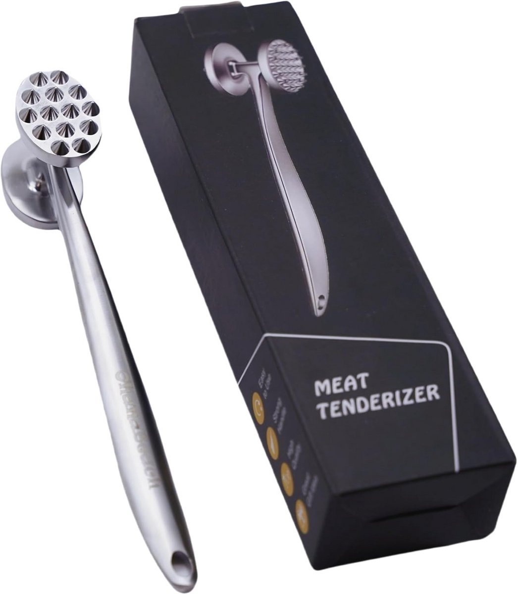 Stainless Steel Meat Beater - Double-Sided Meat Hammer for Cutlets and Steaks