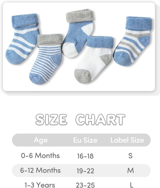 Warm thermosokken voor baby's - 5-pack katoen van Merkloos — afbeelding 3