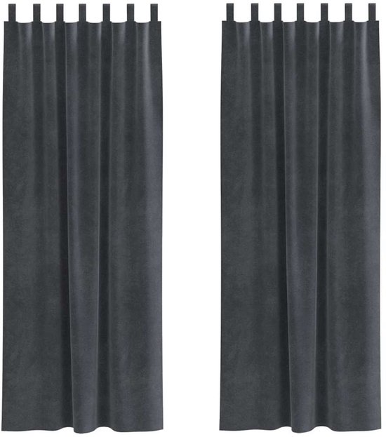 Gordijnen met gordijnen 2 st | Raamgordijn Lichtgrijs 140 x 245 cm Fluweel