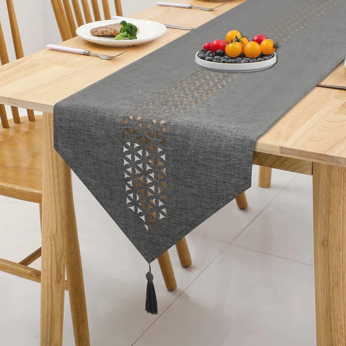 Moderne Tafelloper 40 x 220 cm in Grijs - Effen Kleur voor Tafeldecoratie