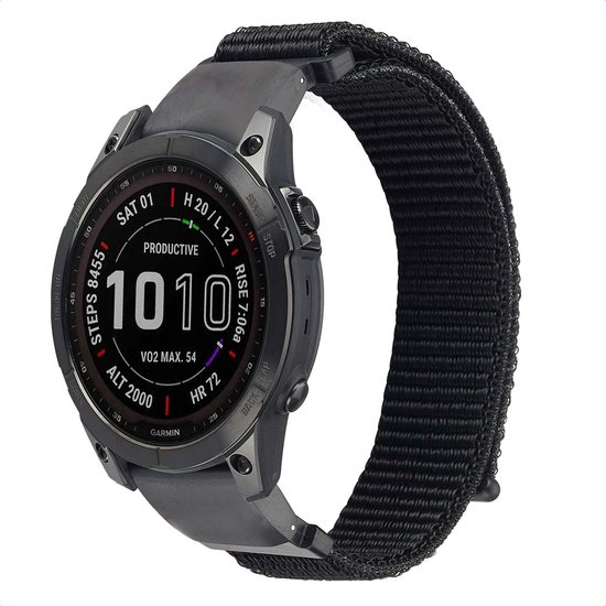 Bracelet en nylon QuickFit® d'Imoshion - Compatible avec la montre Garmin | Connexion 22 mm - Zwart