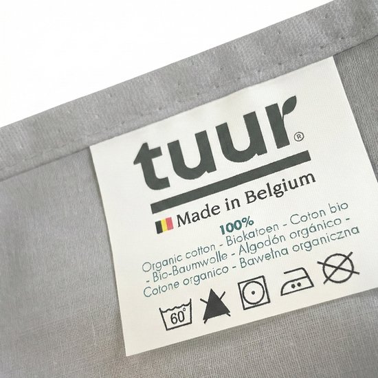 Housse de couette Tuur® 140x220 - 100% Coton Bio - Gris Timeless - Certifiée GOTS - Avec insert goulot de bouteille