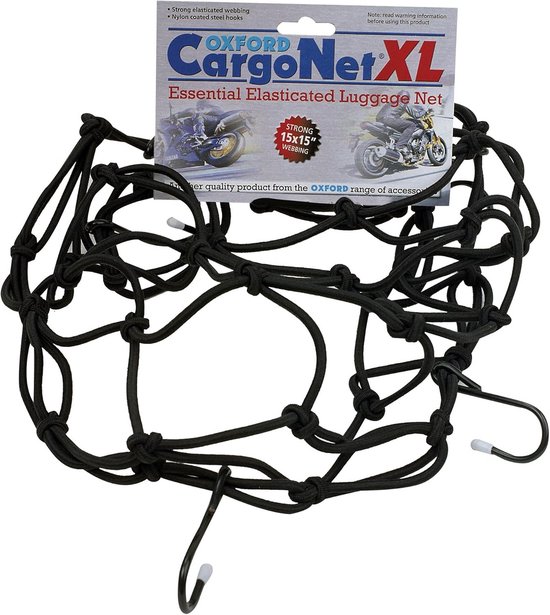 Bagagenet Voor Motor & Fiets – 25x30 Cm Met 4 Haken (Zwart, Elastisch)