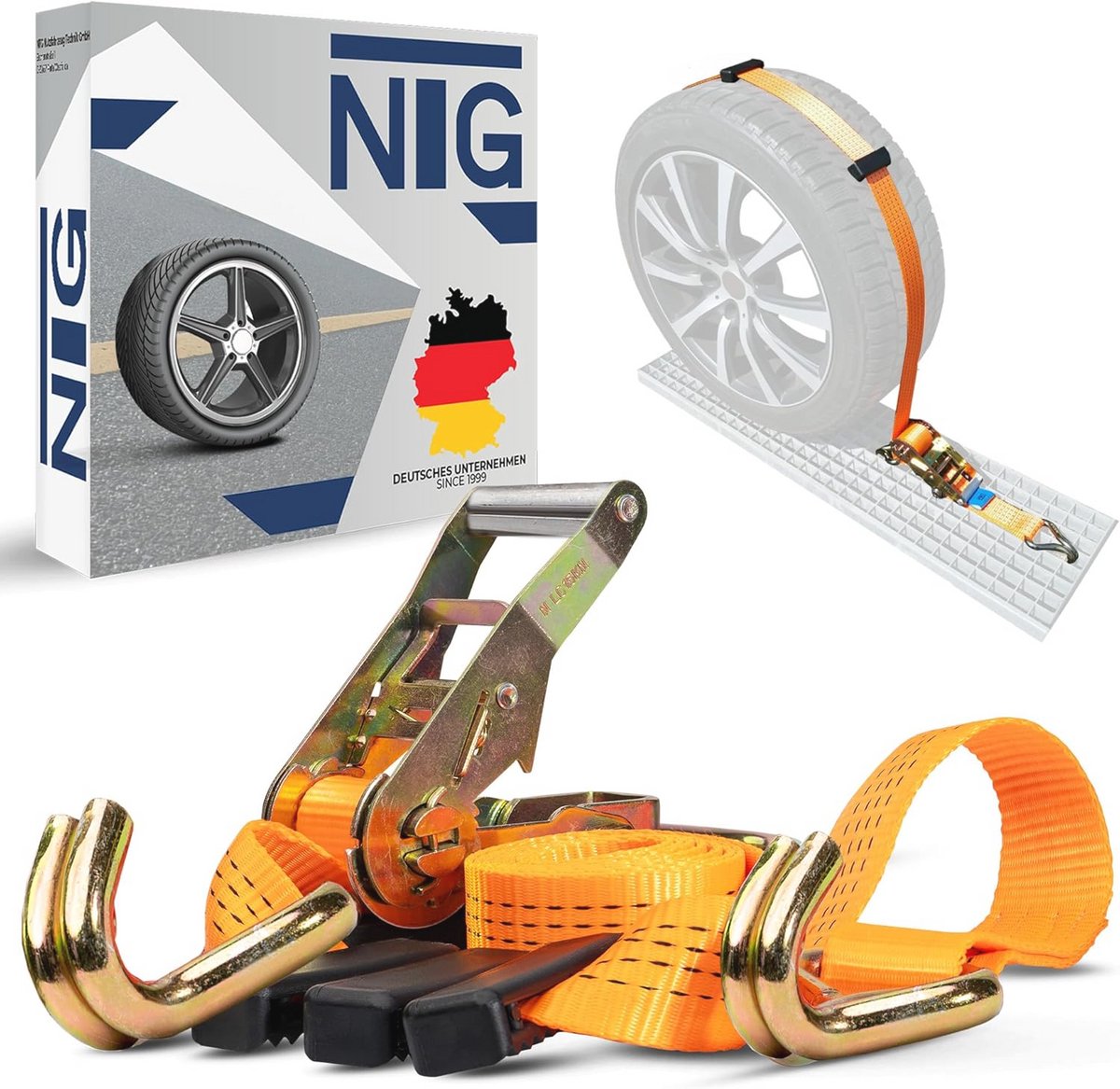 Spanbanden voor autotransport - 4 stuks, 50 mm breed, 2,70 meter, 4000 kg capaciteit