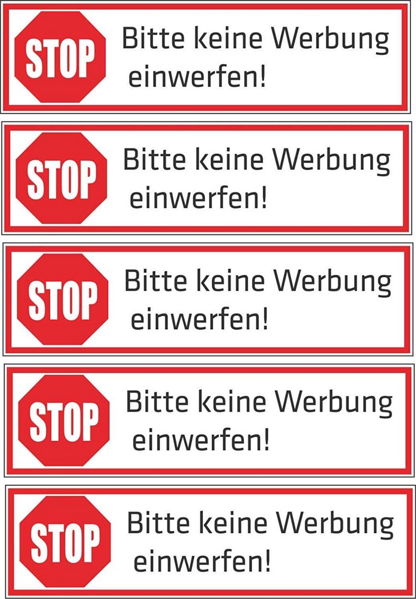 Witte Brievenbus Sticker Geen Reclame 70x20mm - Stop Ongewenste Post