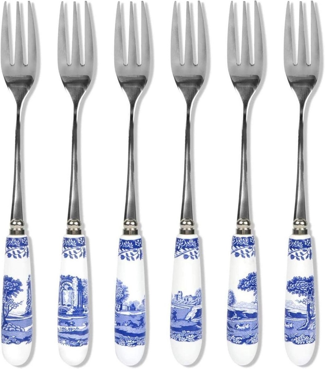 Banketbakkersvorken Set van 6 - Blauw en Wit