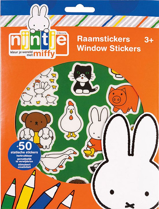 Nijntje raamstickers, niet permanente verplaatsbare stickers met speelachtergrond - educatief speelgoed junior vanaf 3 jaar - Bambolino Toys
