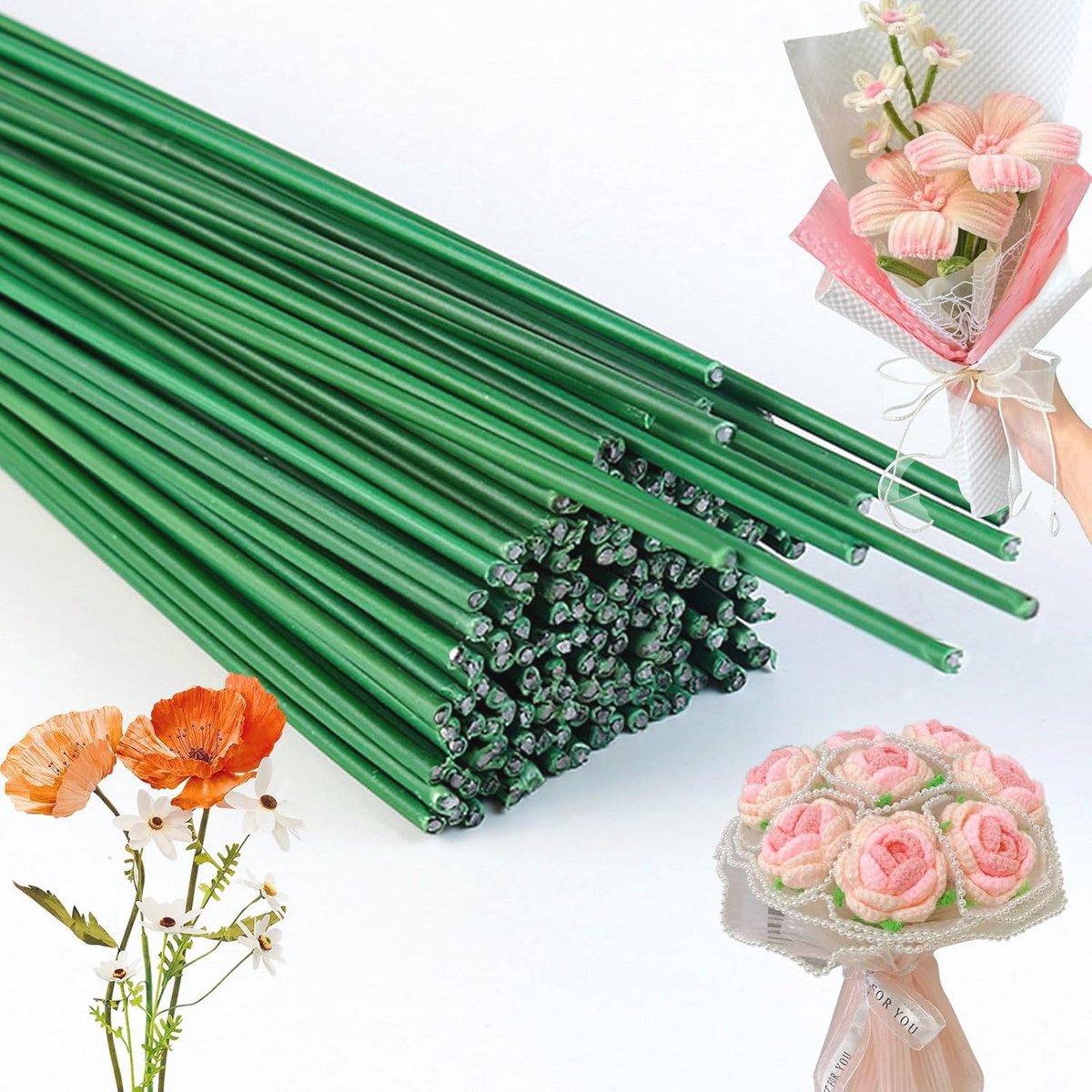 Groene Bloemendraad 30 cm - 100 Stuks - 2 mm Diameter Voor Bloemstukken, Kransen en Handwerk