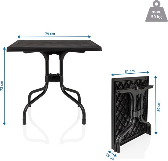 Tuintafel / Buitentafel Travano T1 vierkant kunststof zwart hjh LIVING — afbeelding 4