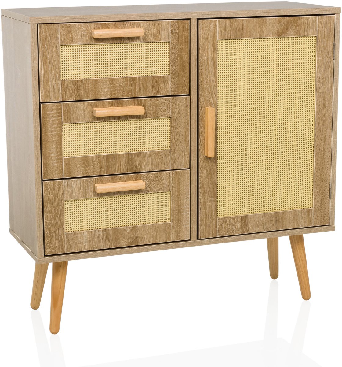 Sideboard / commode STRYN 80x30x78 cm 3 laden 1 deur lichtbruin hjh LIVING