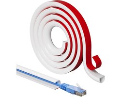 Kabelbuis - 3 m - Kabel Organiser - Voor diameter 7mm kabel - Kabelbeheer - Kabelgoot half-rond met zelfklevende plakstrip - Kabelmantel - Kabelbeschermer - Snijbaar - PVC - Wit - Voor computer, auto, Thuis, kantoor, Bureau en TV