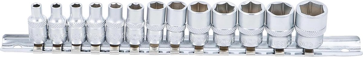 Dopsleutelset zeskant 6,3 mm (1/4") met 13-delige maten van 4-14 mm