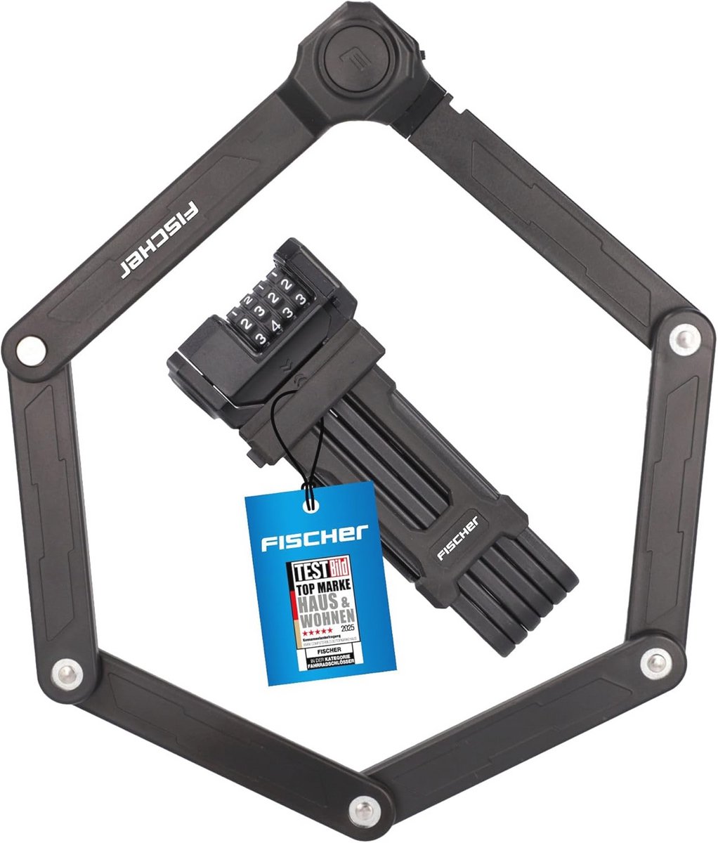 Vouwslot voor fiets met 4-voudige cijferrol en 10.000 combinaties - 85 cm lang