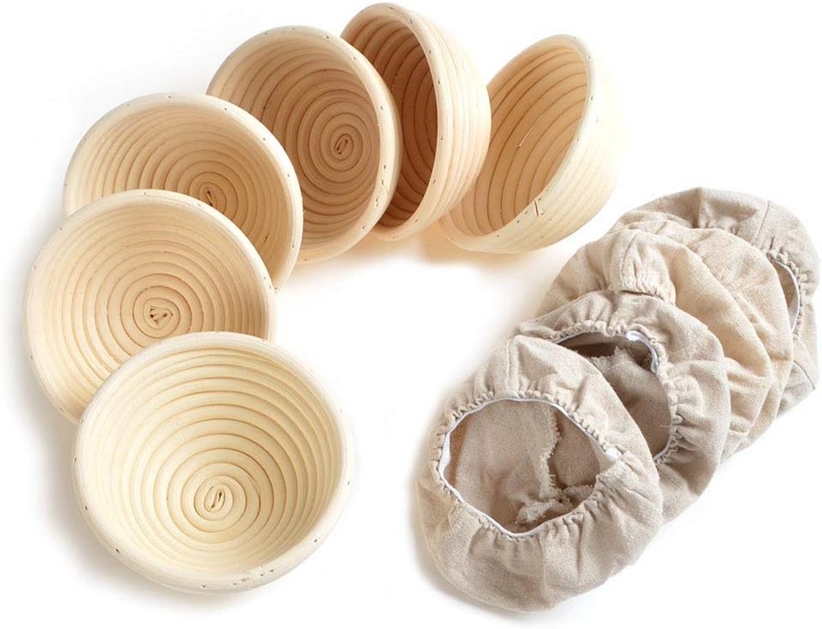 Set van 6 Kleine Ronde Bannetons voor Brooddeeg - Perfect voor Het Rijzen van Desembrood