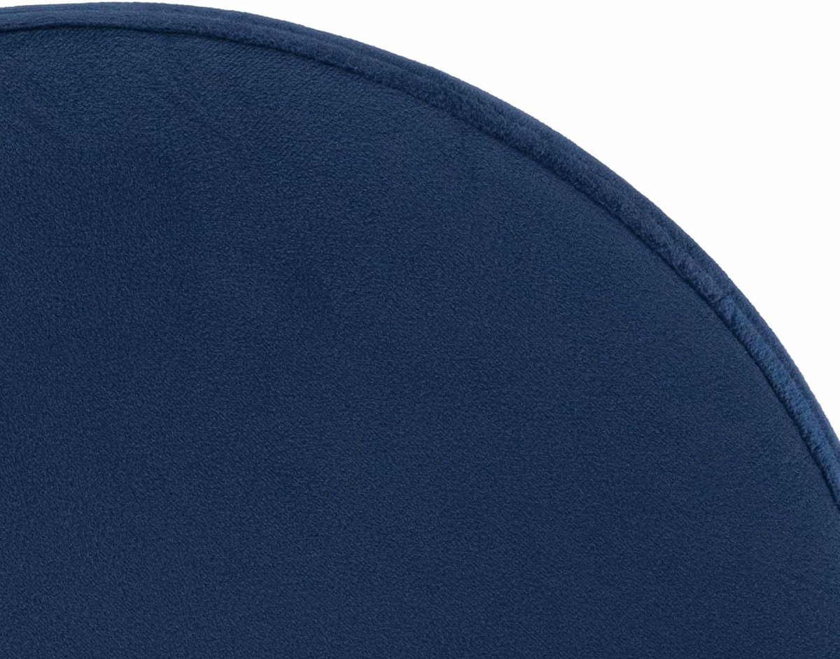 Verstelbare Fluwele Barkruk Rond met Voetsteun - Blauw, Wit Frame