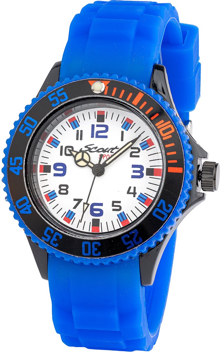 Scout Kinderuhr analog aus der Serie "The Scout" mit blauem Silikonband und Quarzwerk, wasserdicht bis 5bar