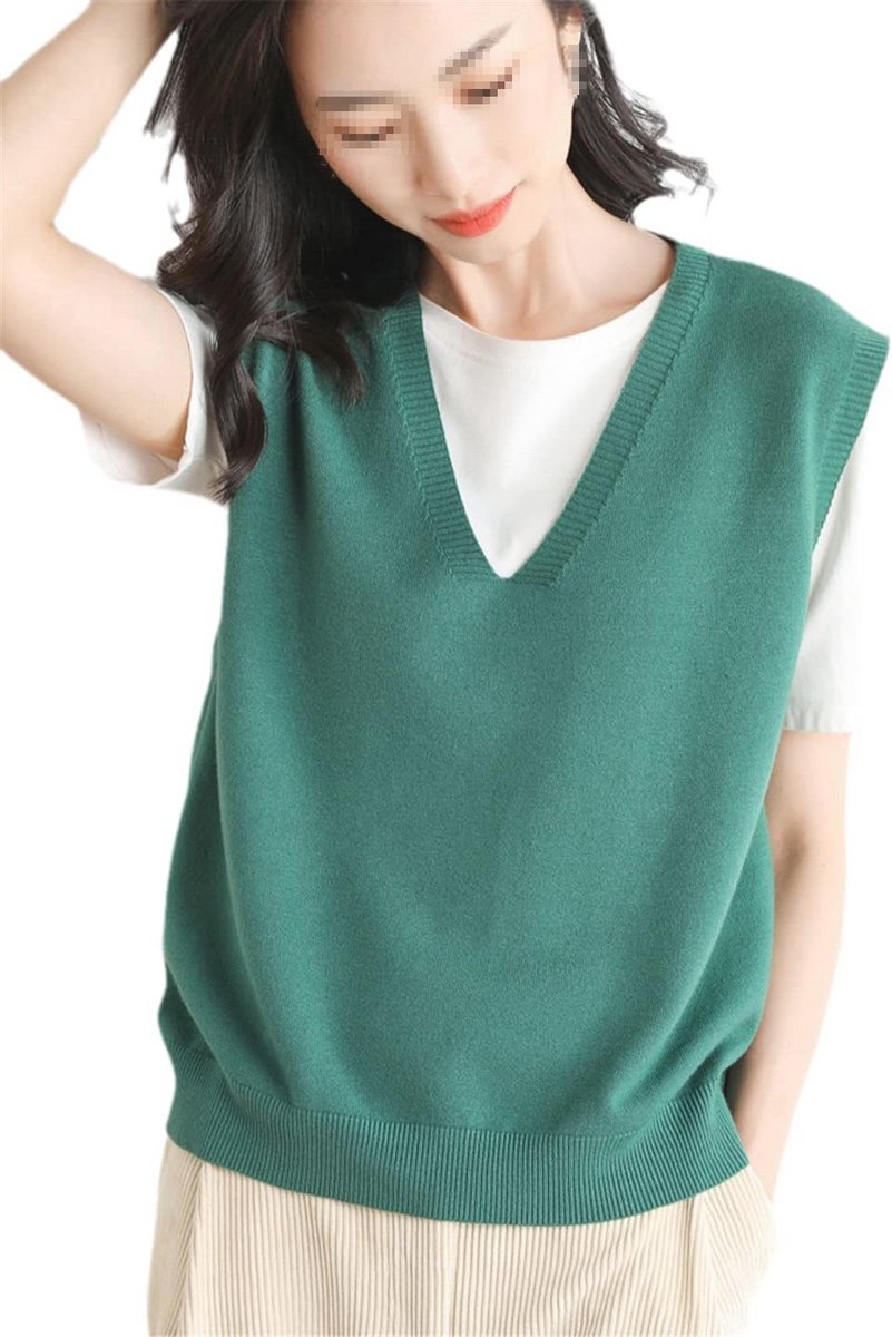 Dames V-hals Mouwloze Trui Vest - Herfst Winter Casual Gebreide Tops