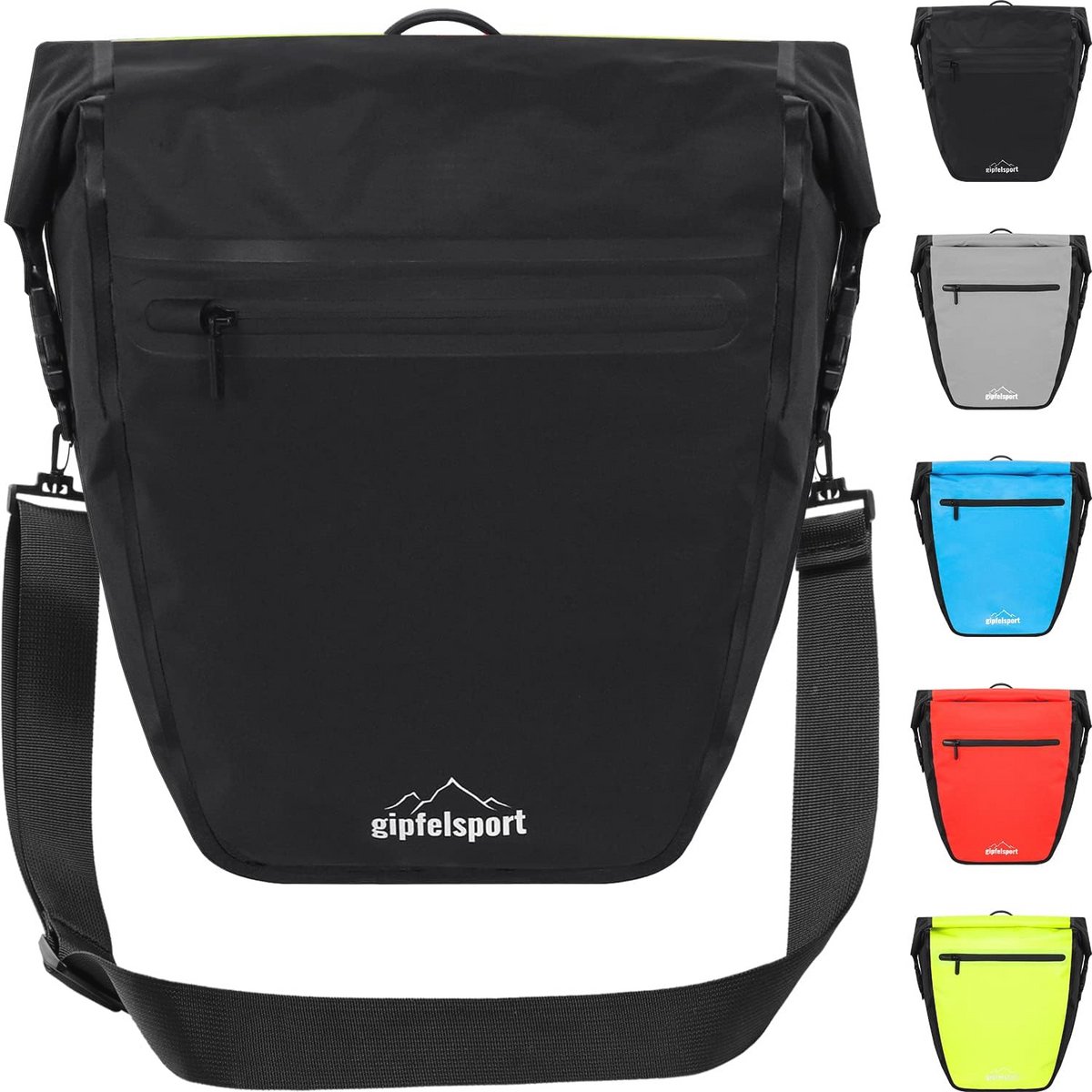 Fietstas met 21 liter volume voor bagagedrager - Waterdicht en Reflecterend Zwart