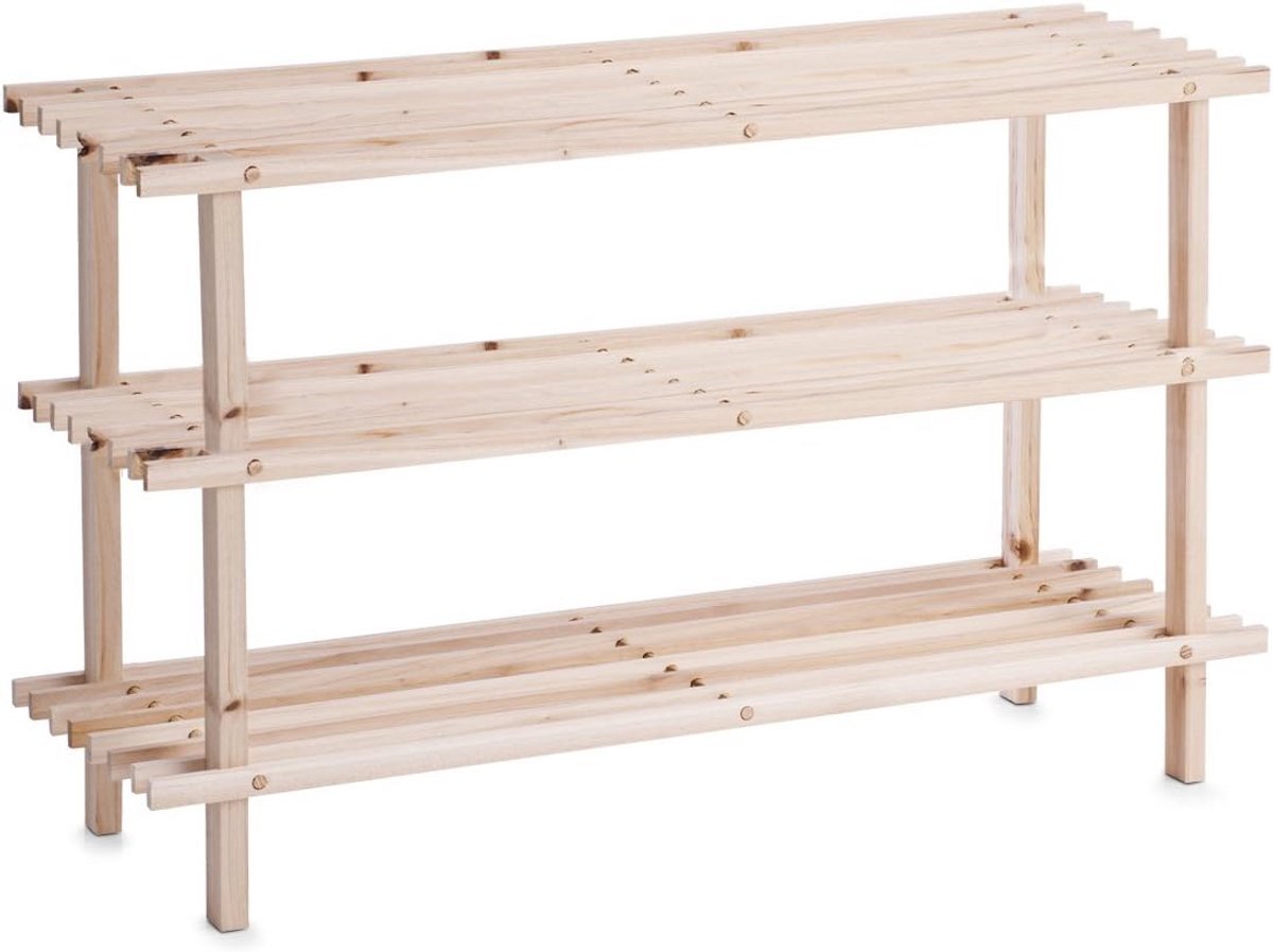 Schoenenrek van naaldhout met 3 planken - 80 x 26 x 49,5 cm
