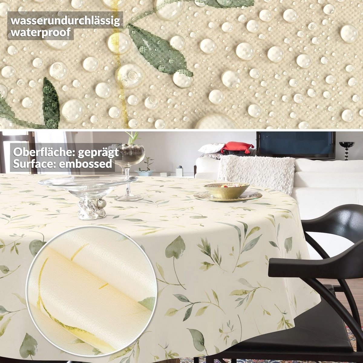 Ovaal afwasbaar tafelkleed 240 x 140 cm met bloemenprint