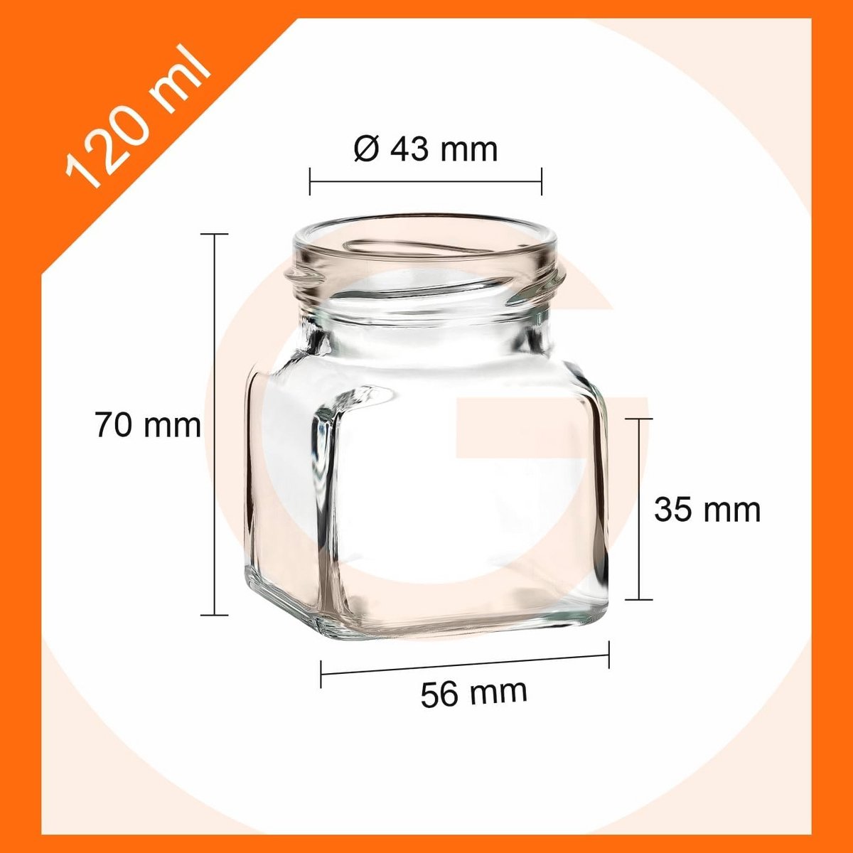 Set van 24 vierkante inmaakpotten met schroefdeksel - 120 ml voor het inmaken en bewaren