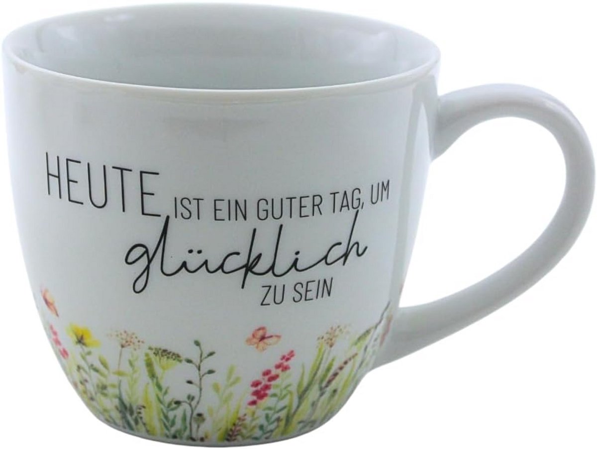 Extra Grote Porseleinen Koffiemok met Spreuk, 400 ml, Vaatwasmachinebestendig
