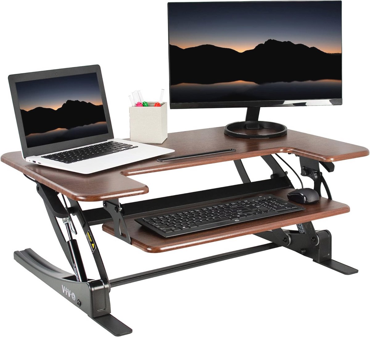 Verstelbare 36 inch Staande Bureauverhoger met Dual Monitor Riser