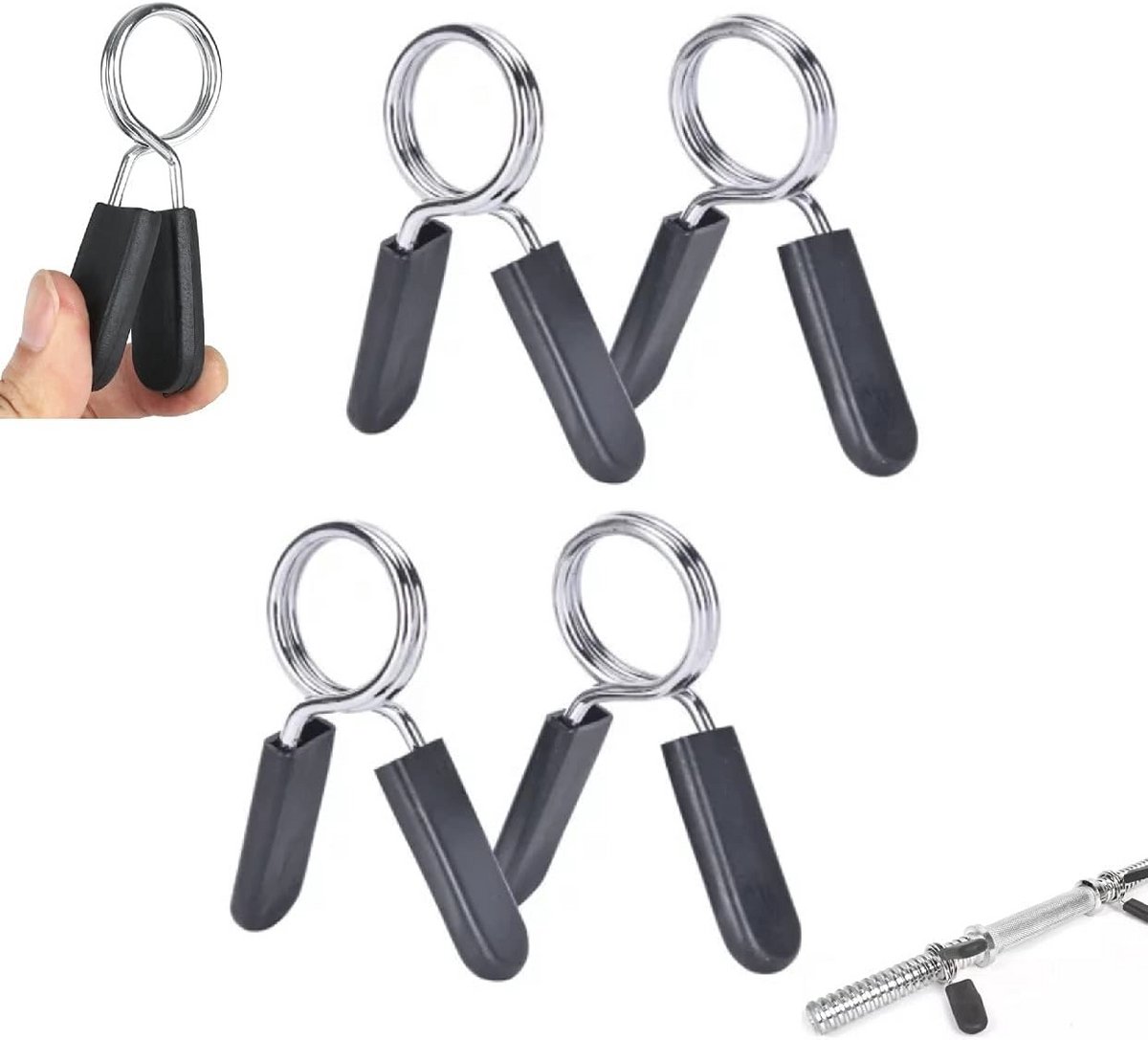 Korte Halterklemmen voor 28 mm Stangen, 4 Stuks - Ideaal voor Crossfit en Krachttraining