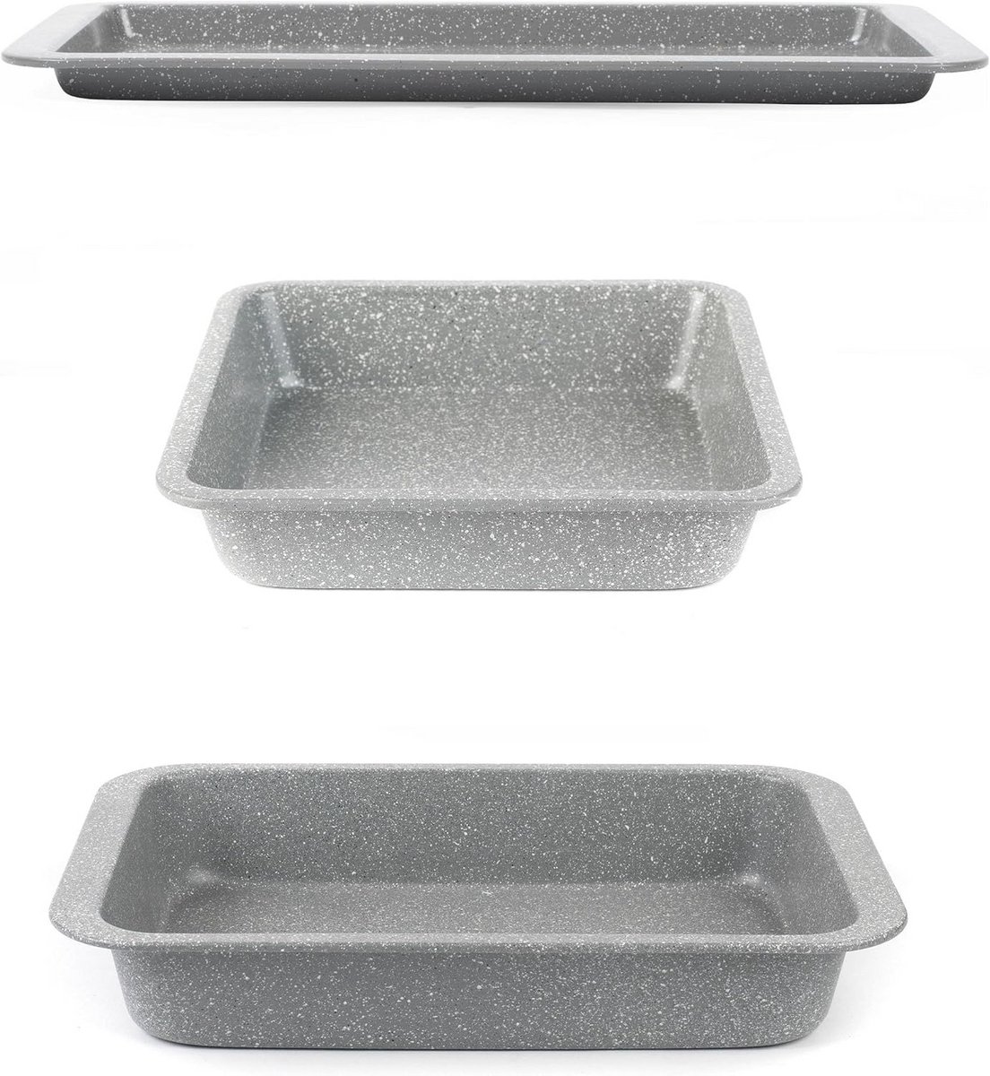 3-Piece Carbon Steel Baking Dish Set with Non-Stick Marble Coating