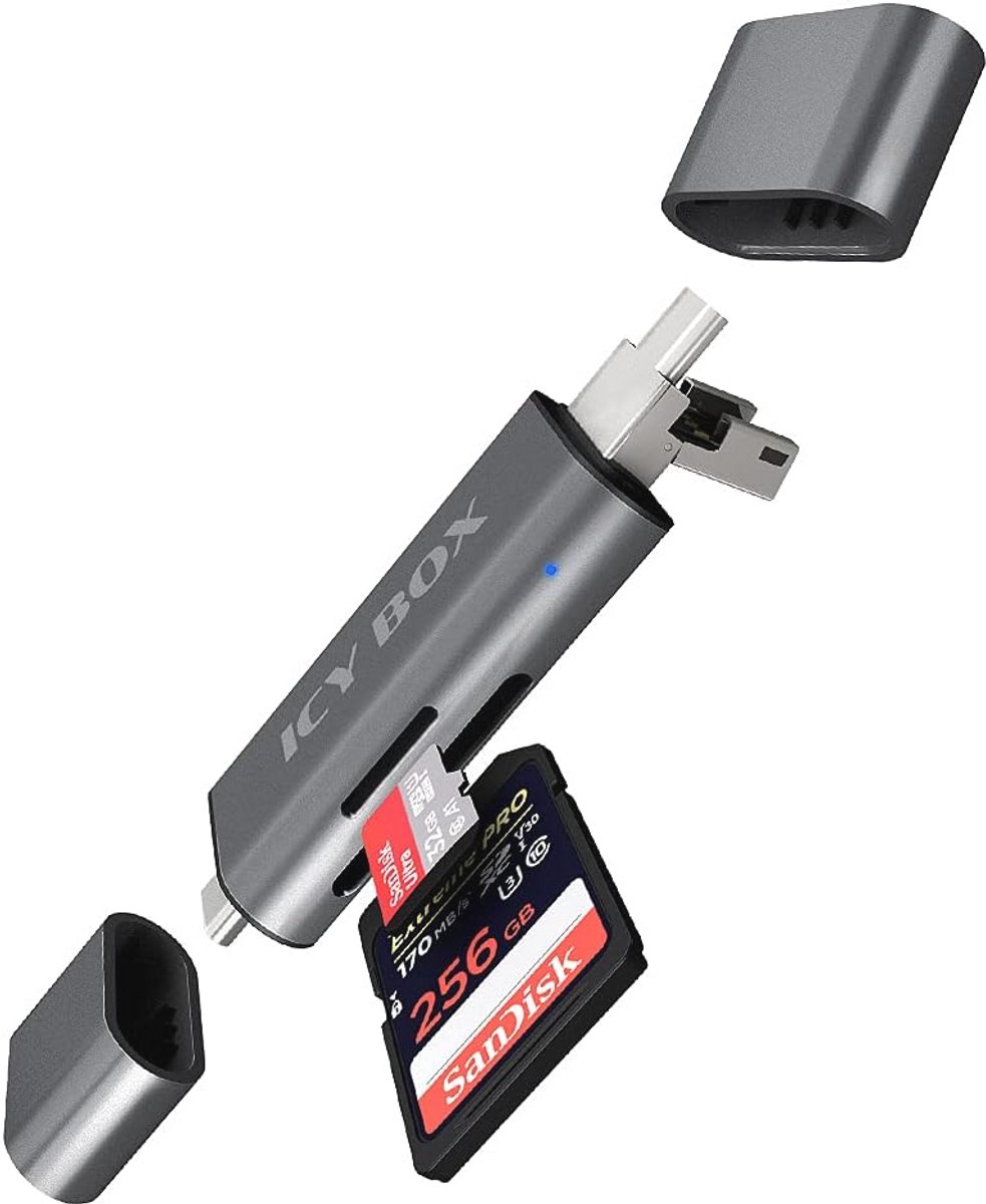 SD Kaartlezer USB 3.0 met 3 USB-aansluitingen voor SD & Micro-SD