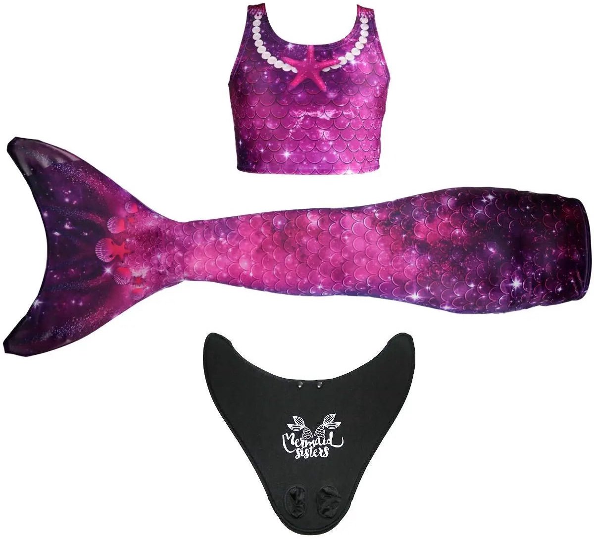 Mermaid Sisters Zeemeermin Staart Set voor Meisjes - Paars - Maat 146-158 - Monovin & Bikini Zeemeermin Zwemkleding