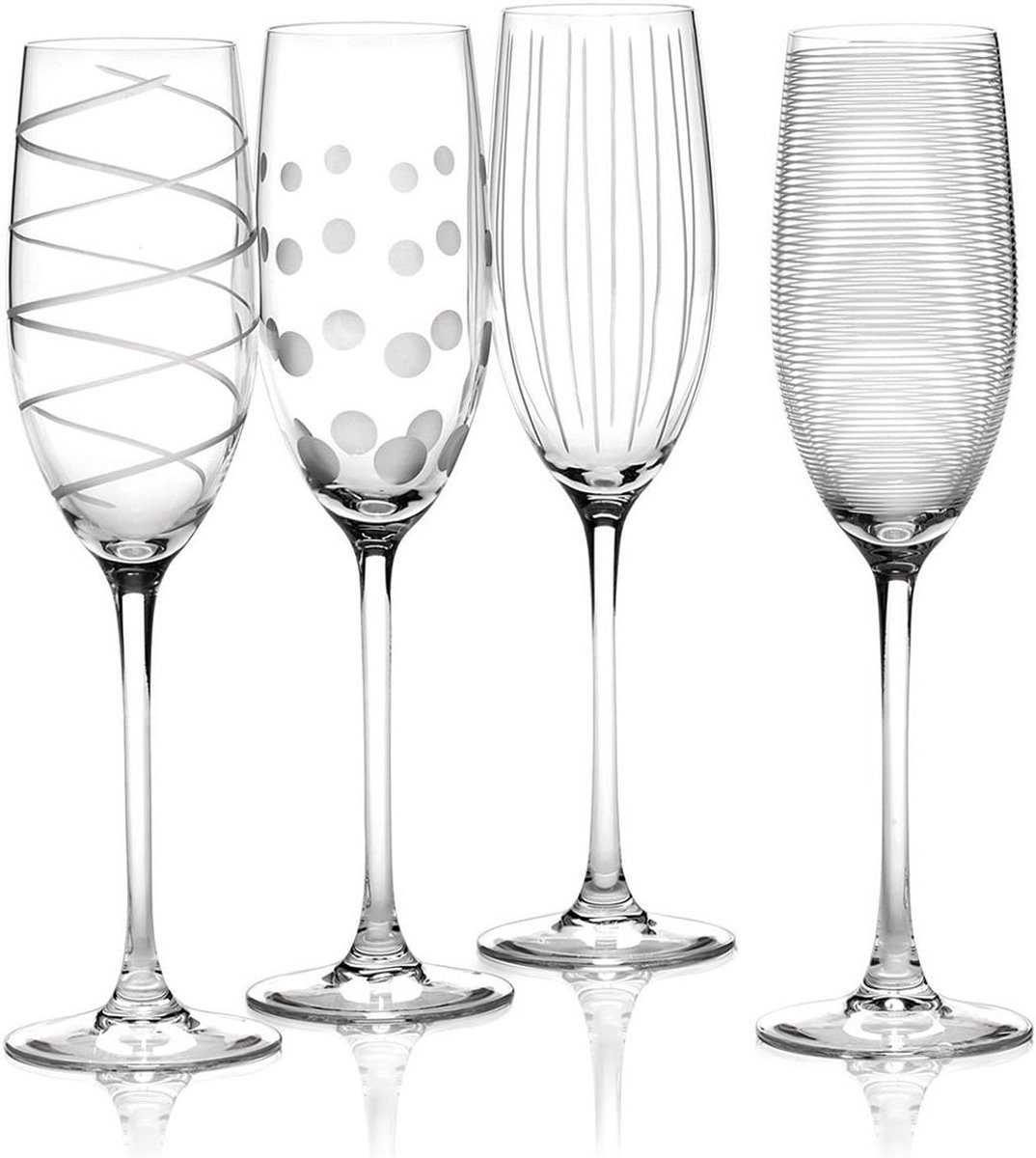 Champagneglazen Set van 4 met Exquise Designs – 250 ml